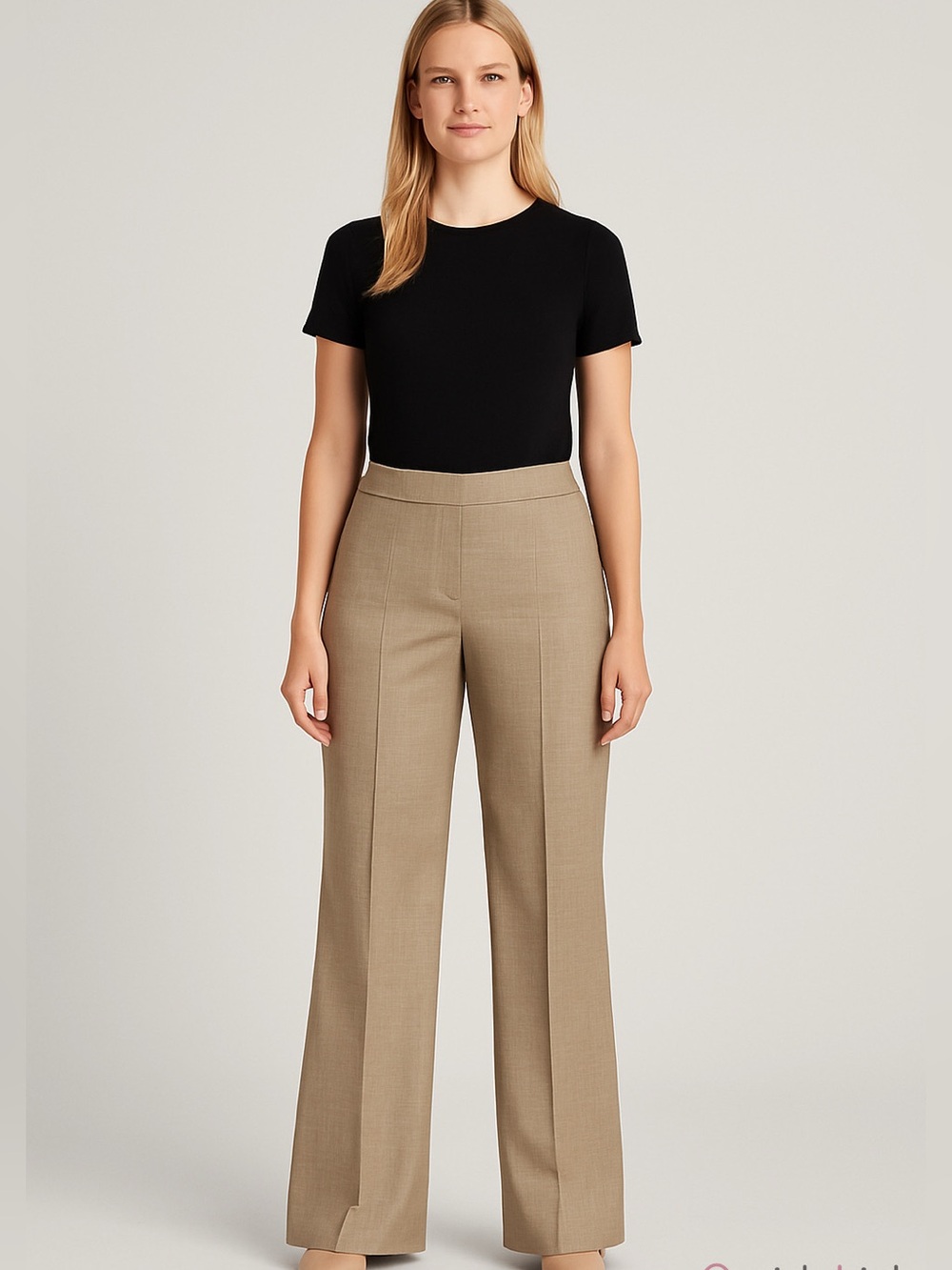 NWT Lafayette 148 New York S 12 Barrow BARLEY MELANGE 96% Virgin Wool Blend Pant